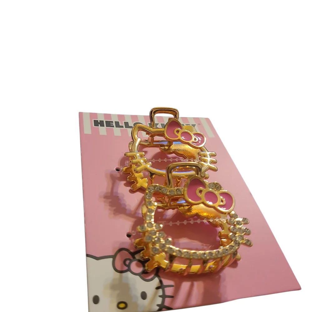 Hello Kitty Gold and Pink Hair Clips